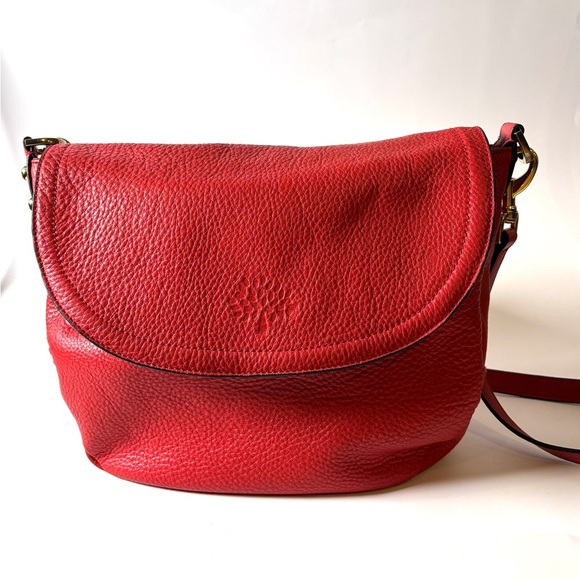 Mulberry Handbags - Mulberry Red Pebbled Leather Crossbody – Tree Logo, British Designer